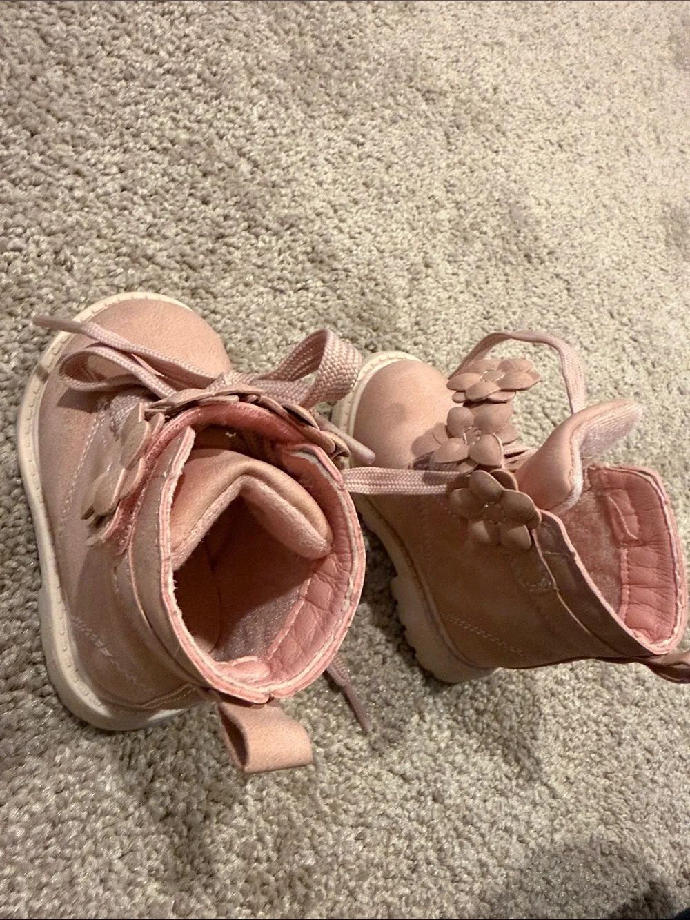 Carter's Pink Floral Lace-Up Kids Ankle Boots